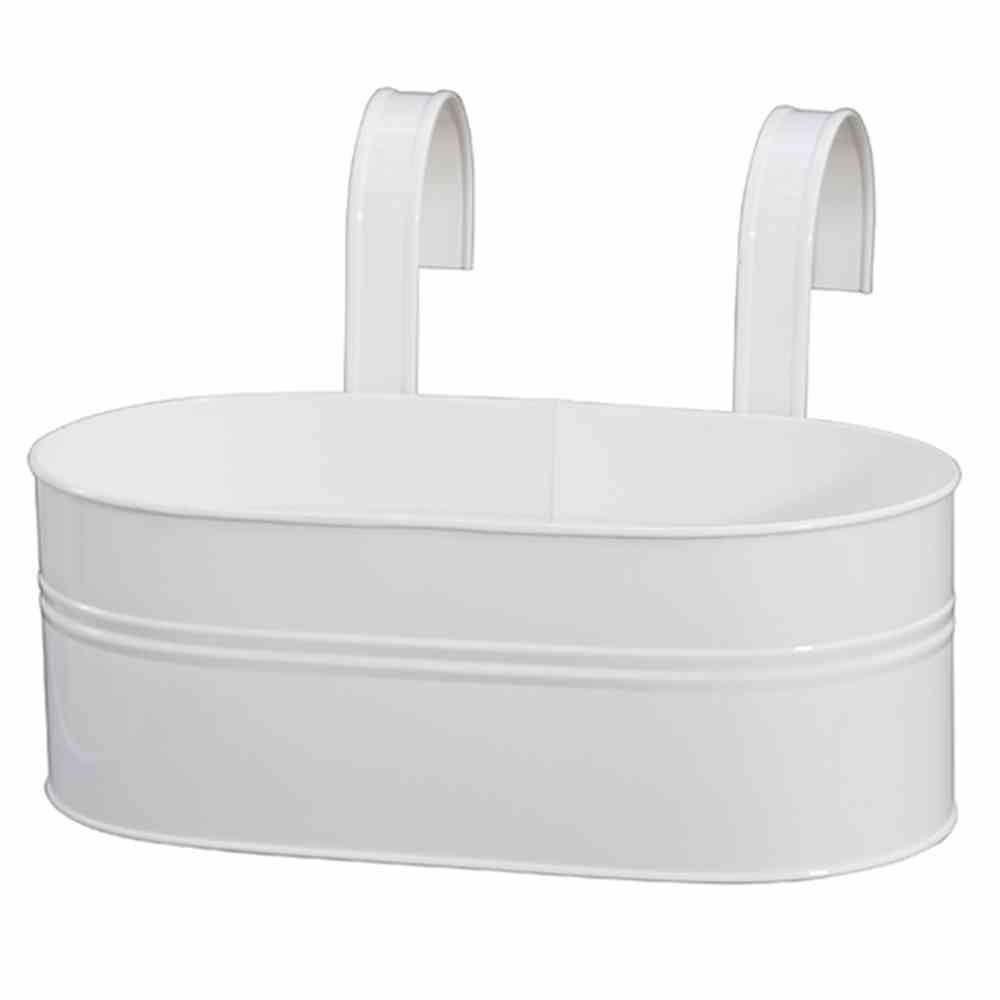 Siena Garden Blumenkasten oval, Stahlblech inklusive Halter 39 x 16,5 x 14,5 cm, weiß