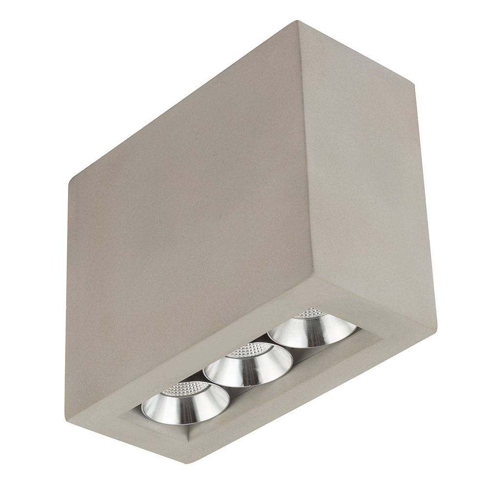 Deckenlampe Deckenspot 3 flammig LED Strahler Wohnzimmerleuchte Flurlampe Beton grau 6,6 Watt 440 Lumen 3000 Kelvin warmweiß, LxBxH 12,2x5,6x10 cm