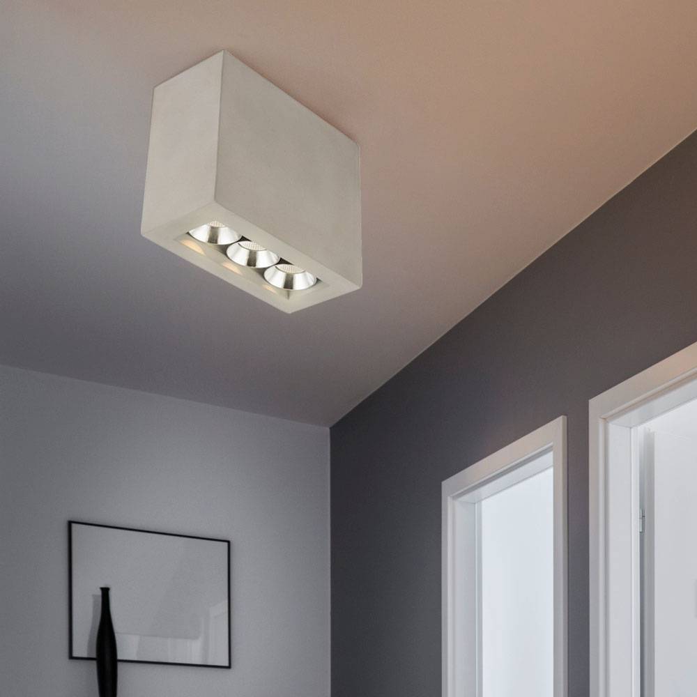Deckenlampe Deckenspot 3 flammig LED Strahler Wohnzimmerleuchte Flurlampe Beton grau 6,6 Watt 440 Lumen 3000 Kelvin warmweiß, LxBxH 12,2x5,6x10 cm
