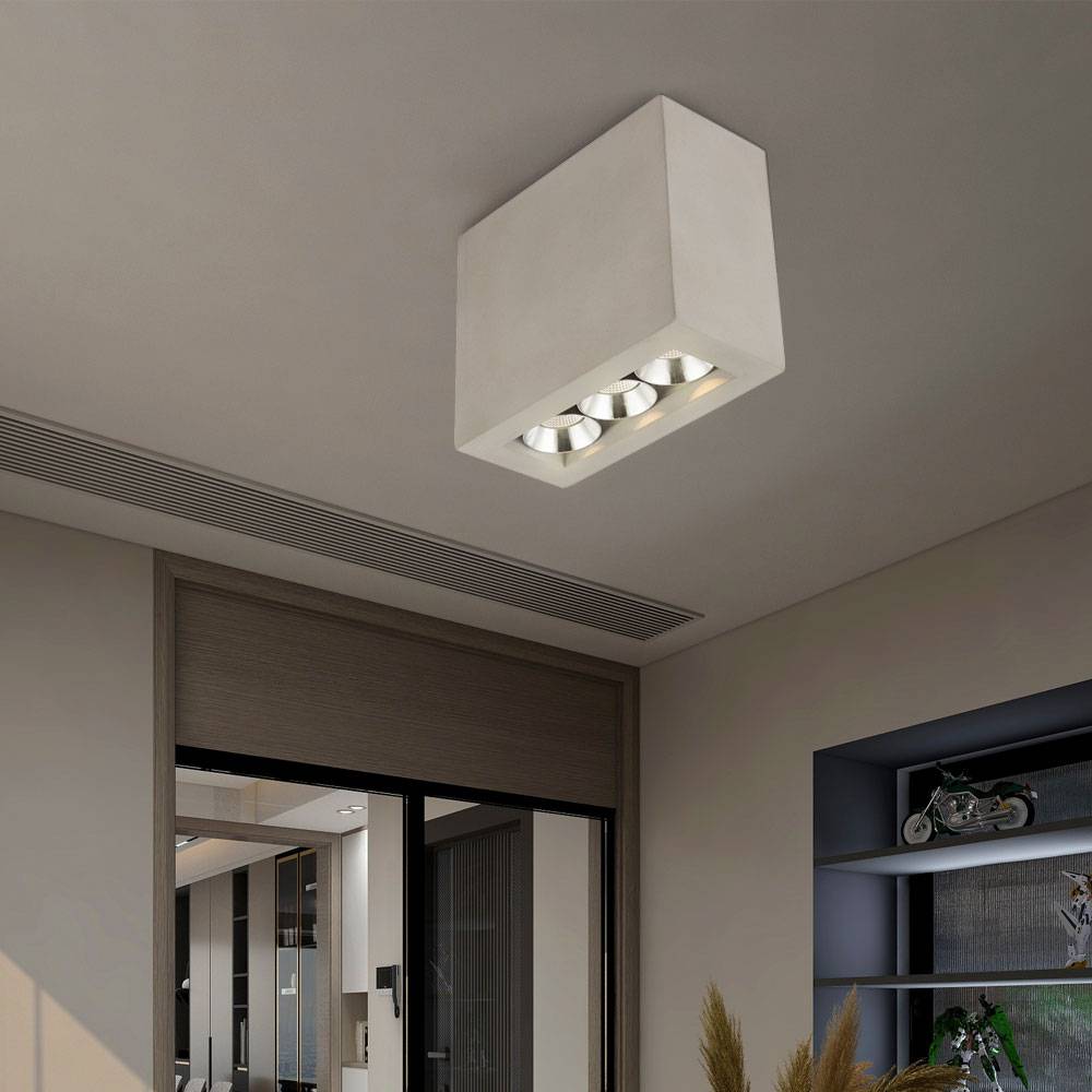 Deckenlampe Deckenspot 3 flammig LED Strahler Wohnzimmerleuchte Flurlampe Beton grau 6,6 Watt 440 Lumen 3000 Kelvin warmweiß, LxBxH 12,2x5,6x10 cm