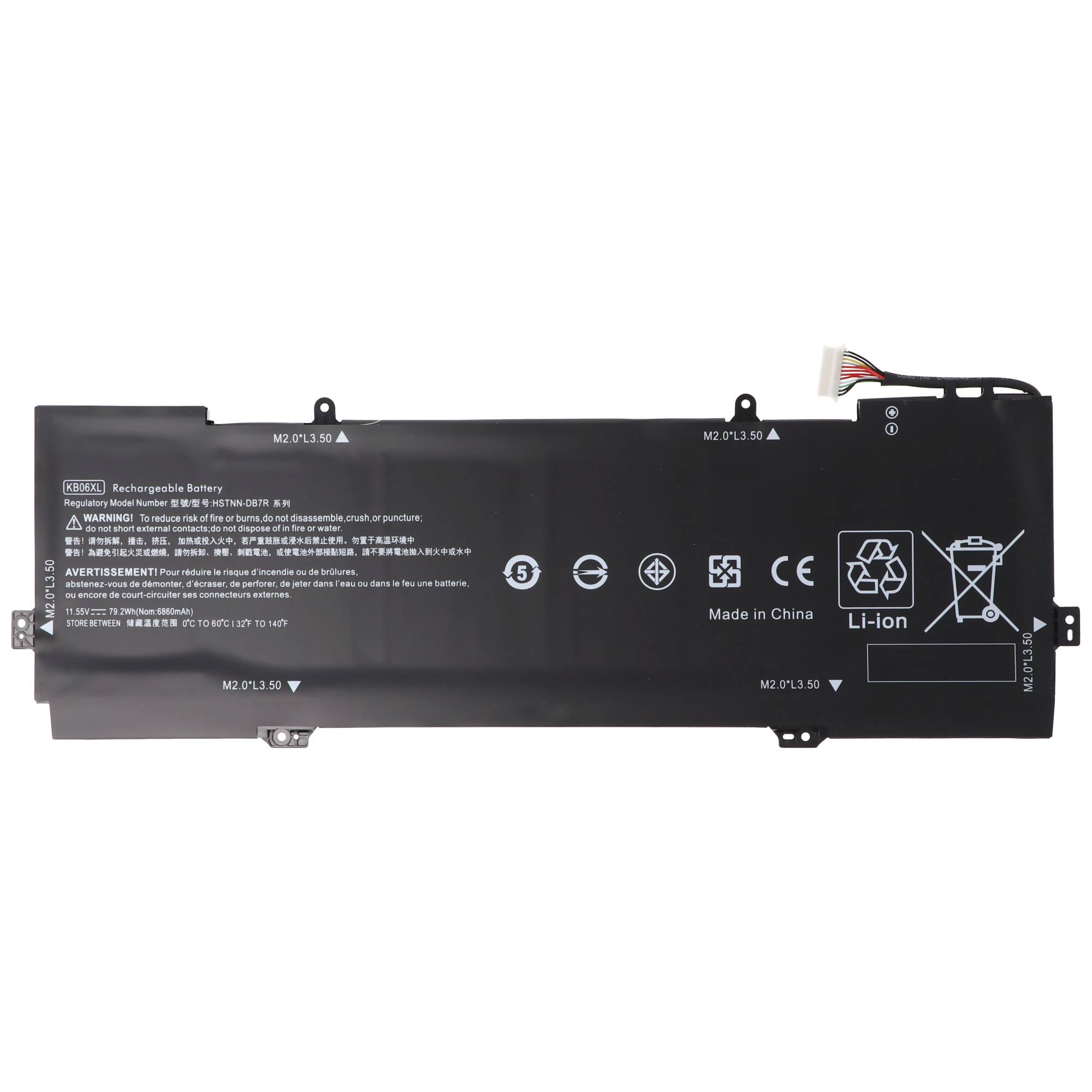 Akku passend für HP Spectre X360 15-bl001ng, Li-Polymer, 11,55V, 6840mAh, 79Wh, built-in, ohne Werkzeug