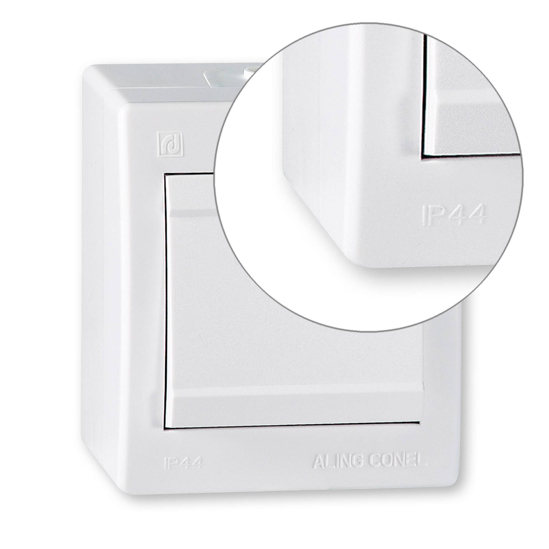 ALING-CONEL Aufputz Kreuzschalter (Wippschalter) 10AX/250V~ / IP 44 - Weiß