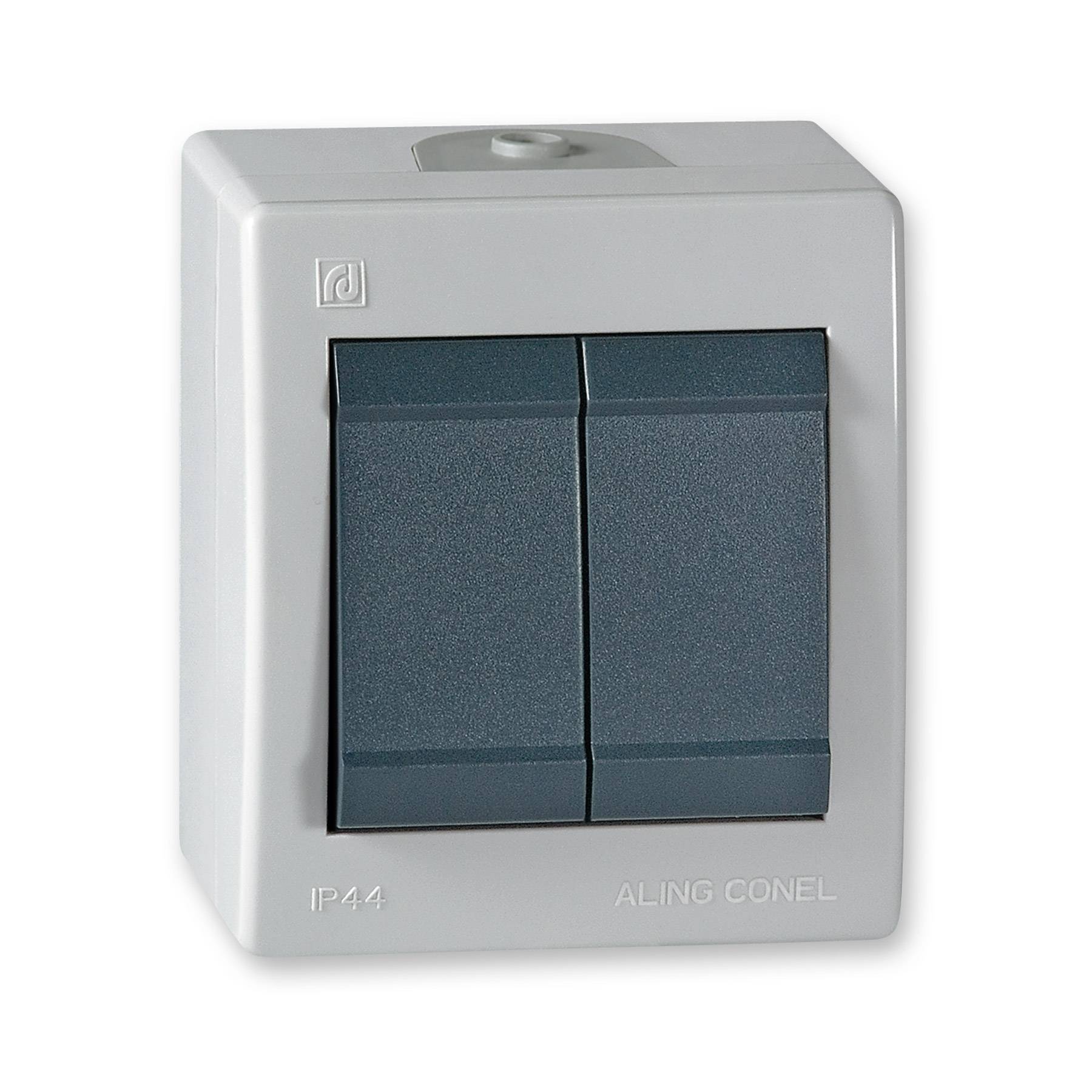 ALING-CONEL Aufputz Serienschalter (Wippschalter) 10AX/250V~ / IP 44 - Grau