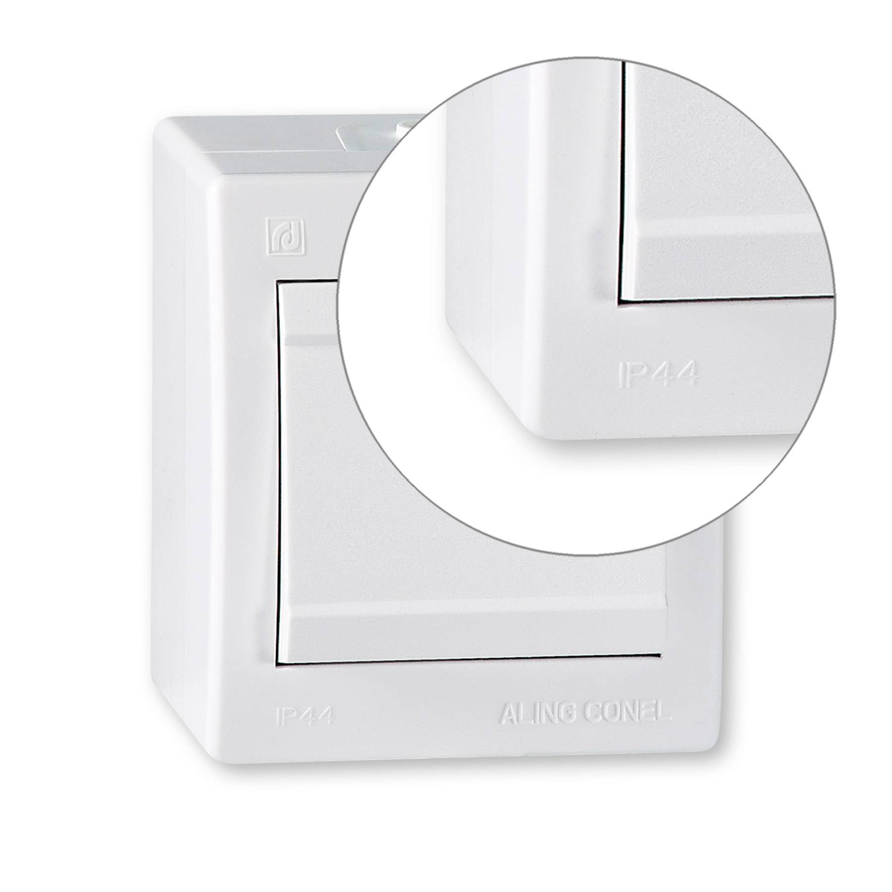 ALING-CONEL Ein/Aus Aufputz Schalter mit Wippe, 10AX/250V~ / IP 44 - Weiß