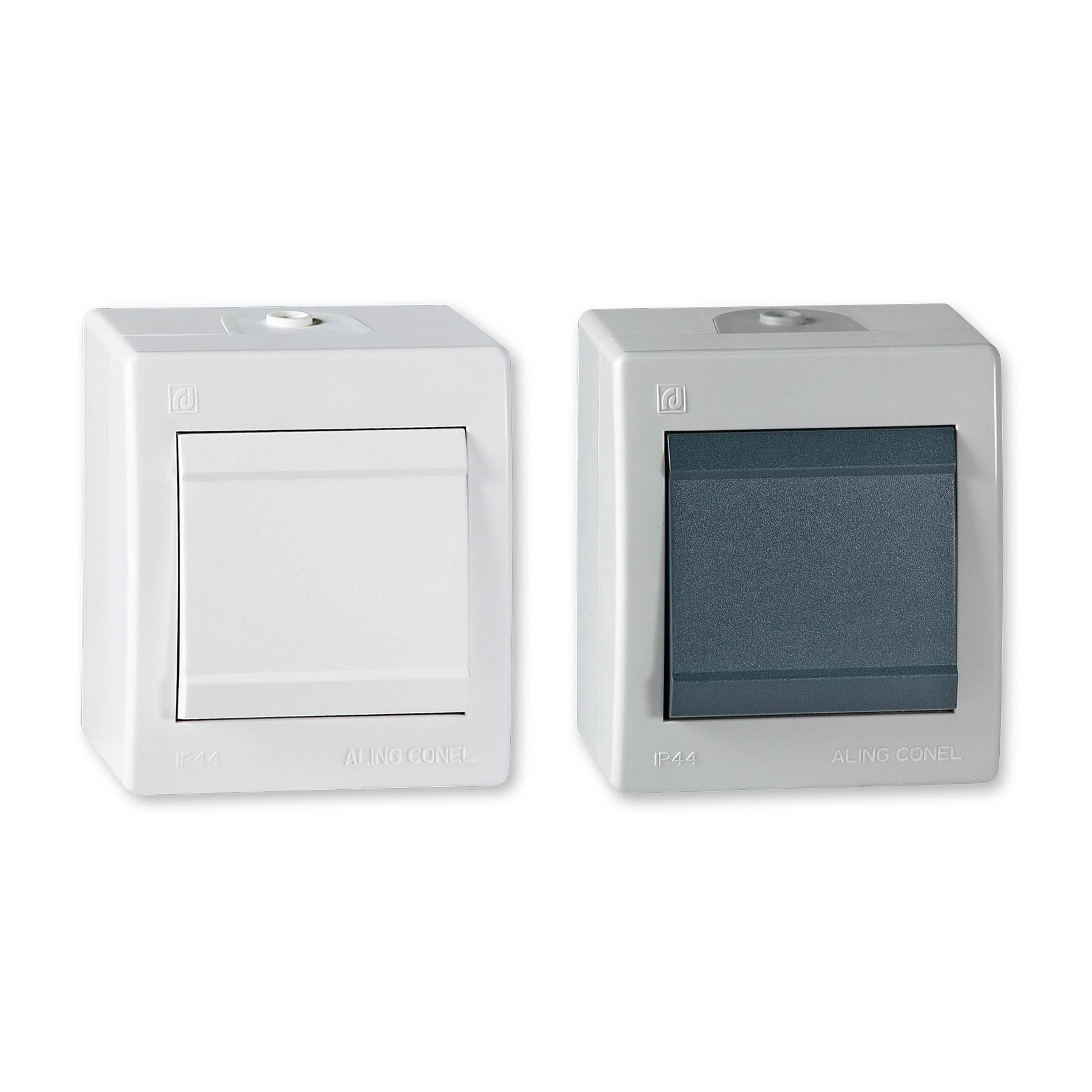 ALING-CONEL Ein/Aus Aufputz Schalter mit Wippe, 10AX/250V~ / IP 44 - Weiß