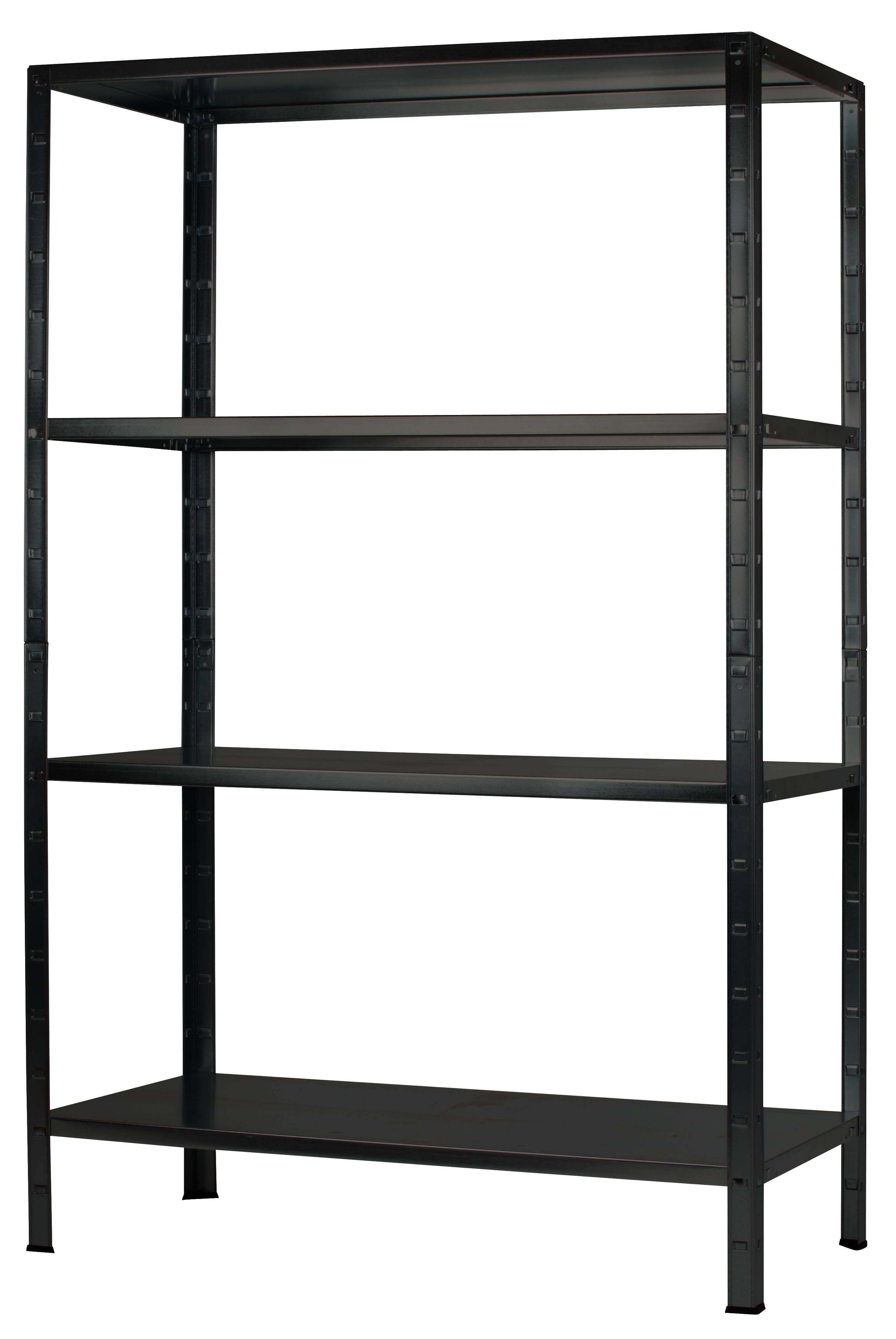 SCHULTE Regalwelt Steckregal mit 4 PowerMAX Fachböden, 65 kg Tragkraft, 180x100x35 cm (HxBxT), schwarz-struktur, Lagerregal, Kellerregal