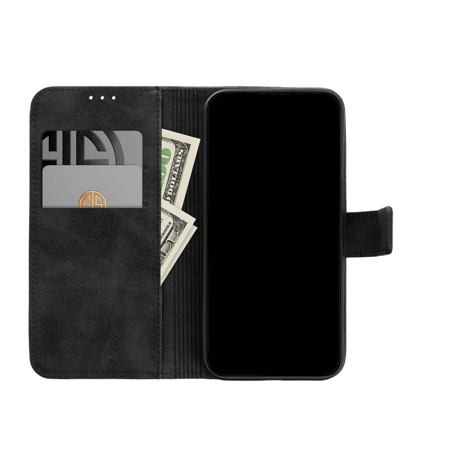 JAMCOVER Bookcover Soft Touch Schwarz für Apple iPhone 13 Pro