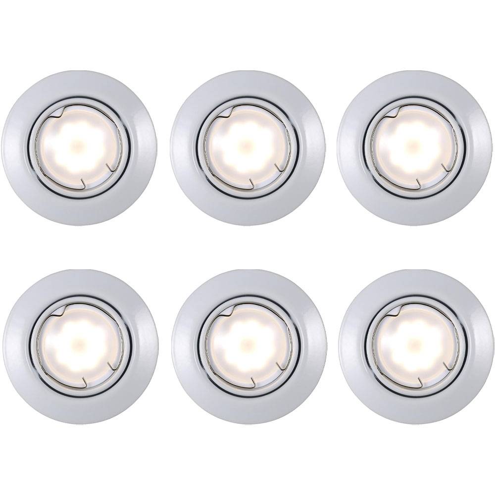 Einbaustrahler Deckenspot Deckenleuchte Lampe Einbauleuchte, Wohnzimmer Metall weiß, 1x LED 3W 200Lm 2700K, DxH 9x8,7 cm, 6er Set