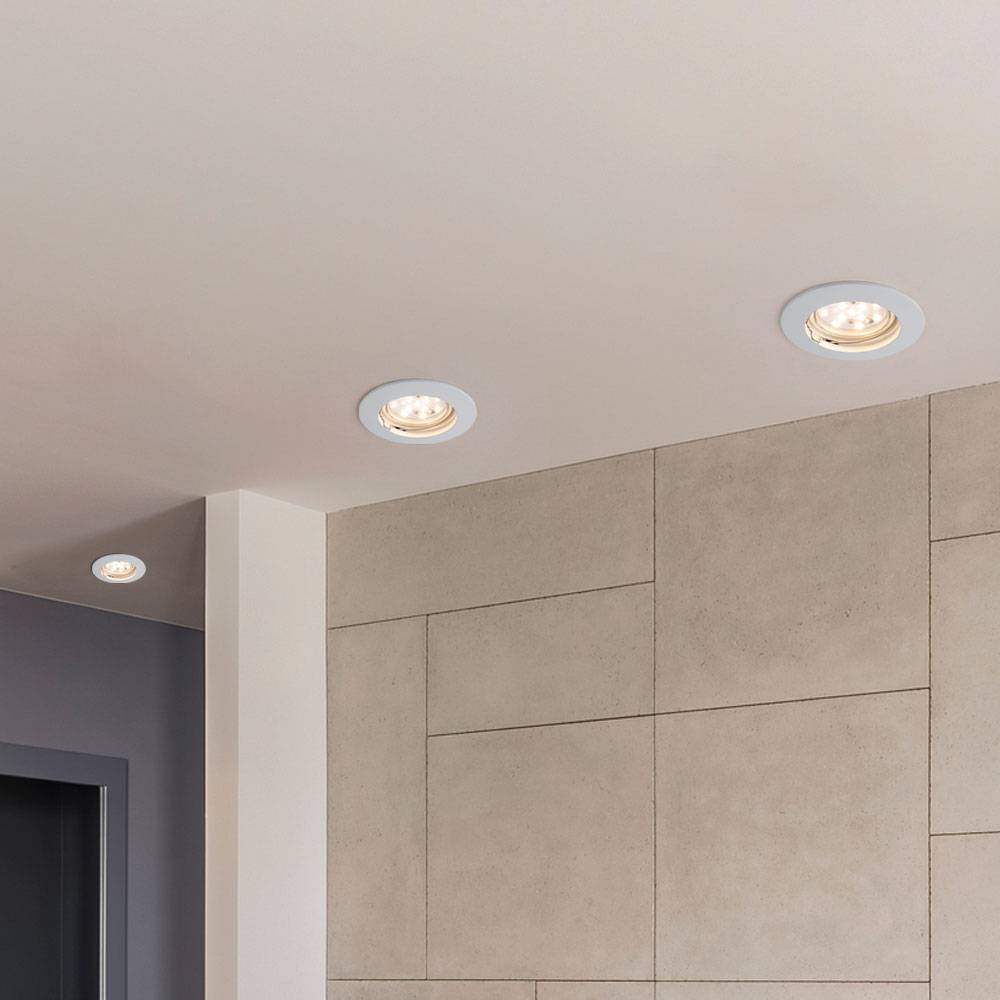 Einbaustrahler Deckenspot Deckenleuchte Lampe Einbauleuchte, Wohnzimmer Metall weiß, 1x LED 3W 200Lm 2700K, DxH 9x8,7 cm, 6er Set