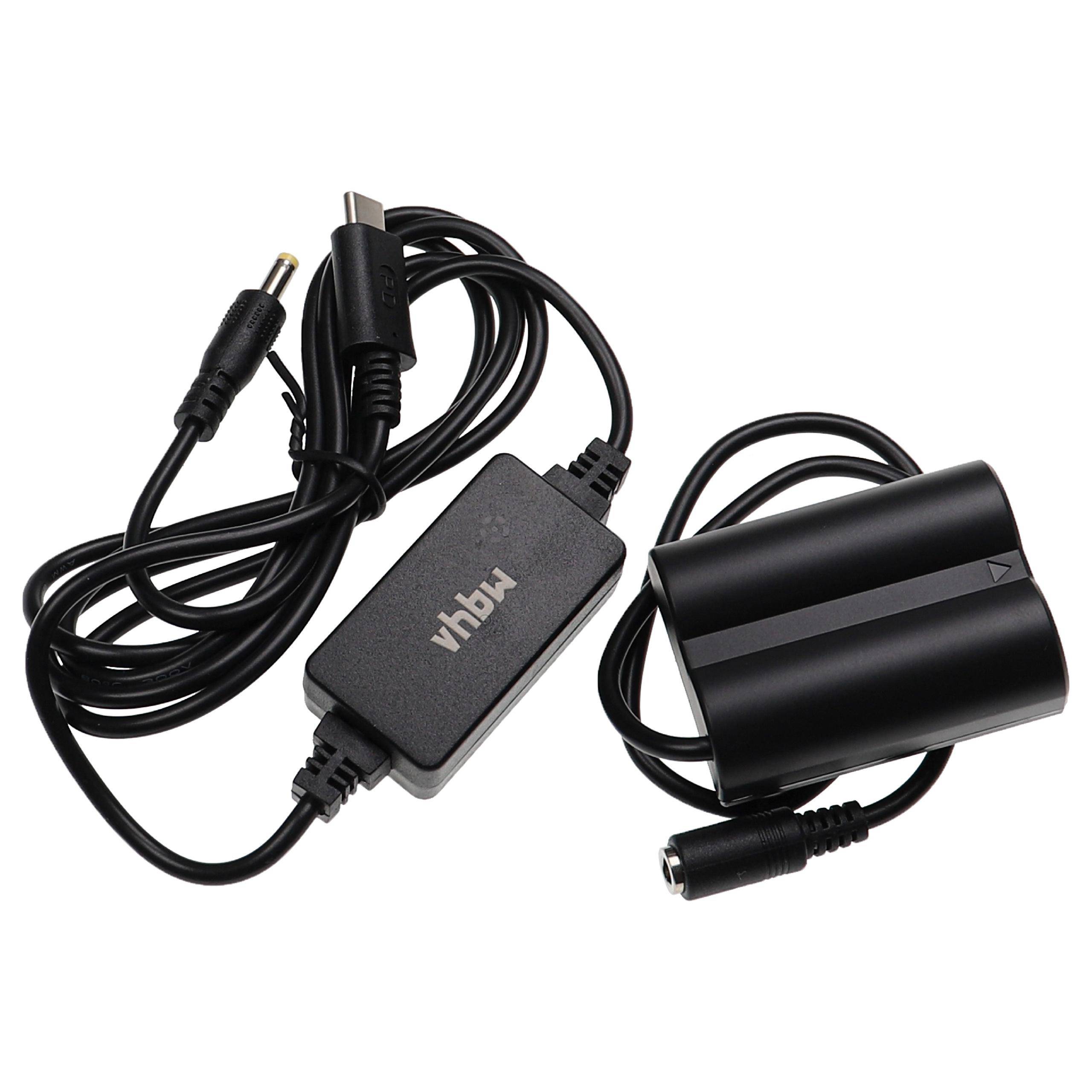Stromadapter mit Kabel und Steckverbinder, entwickelt für Elektrogeräte. Das Gerät trägt die Bezeichnung 'vhbw'.