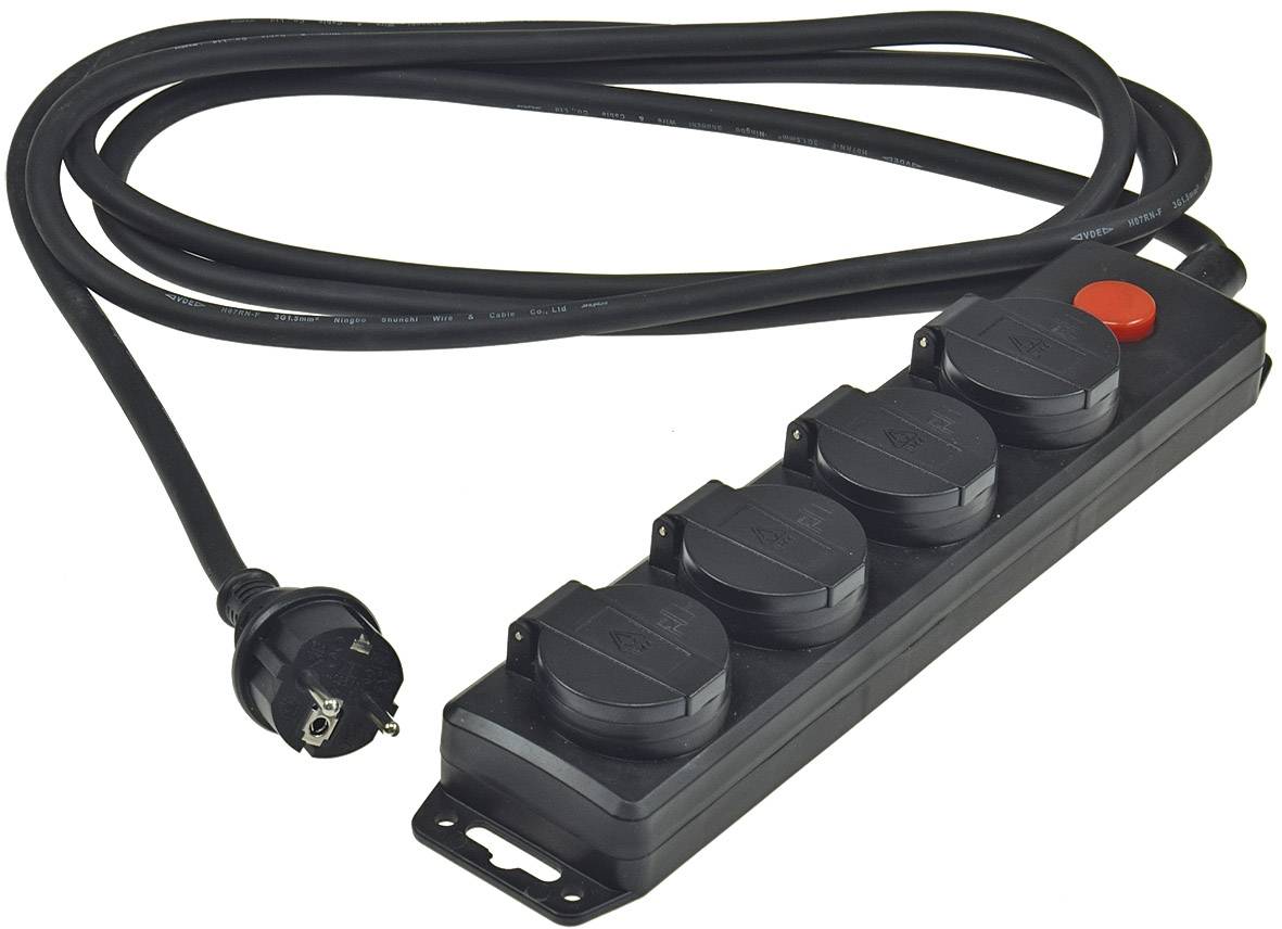 Gartensteckdosenleiste für Außen, 4-fach IP44, 3m Zuleitung, mit Schalter