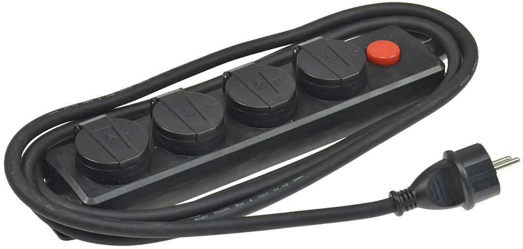 ChiliTec 22350 Gartensteckdosenleiste für Außen, 4-fach IP44, 3m Zuleitung, mit Schalter