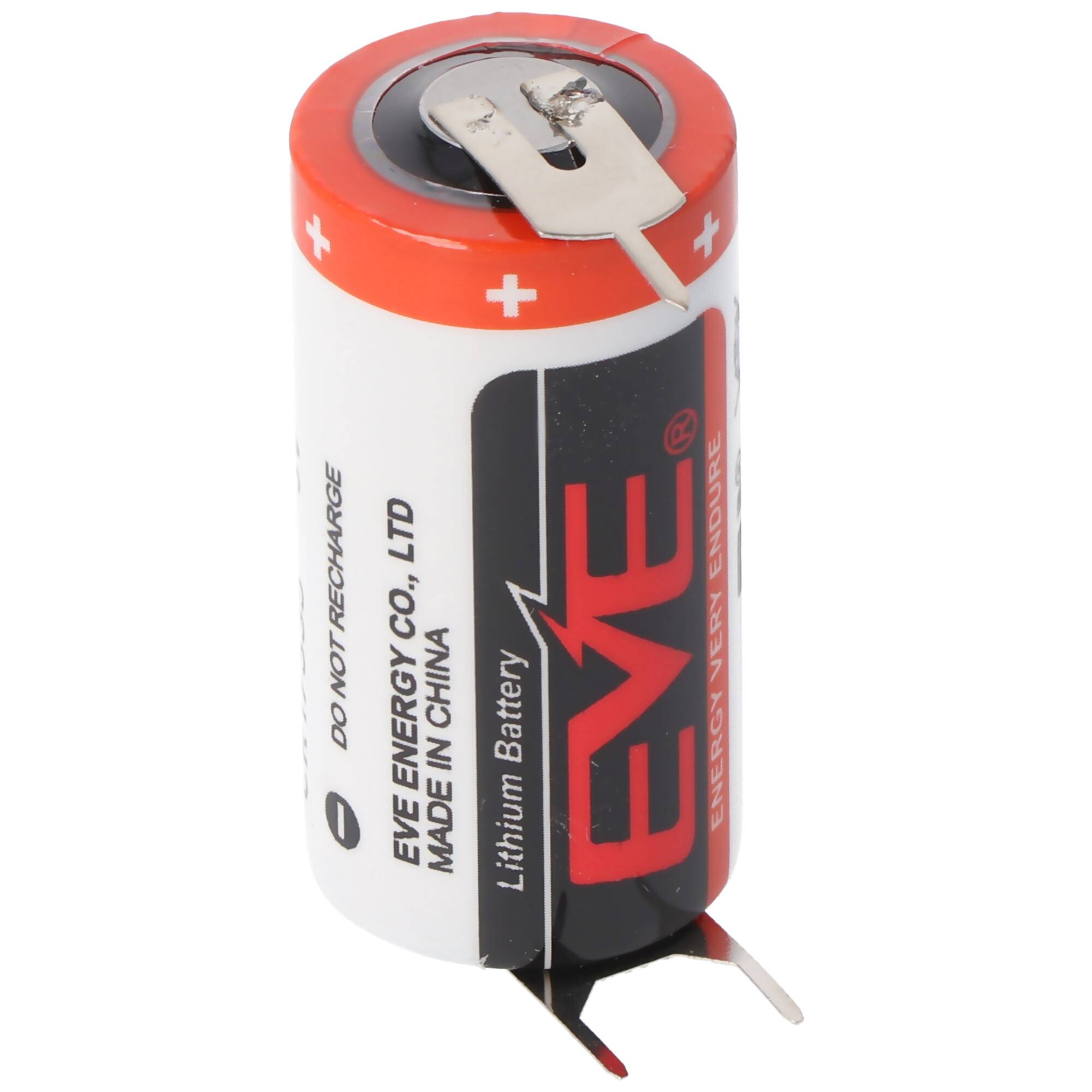 E.V.E CR17335 Batterie Baugröße 2/3A mit 3 Volt Spannung und 1550mAh Kapazität, Abmessungen 33,5 x 17mm, mit Printkontak