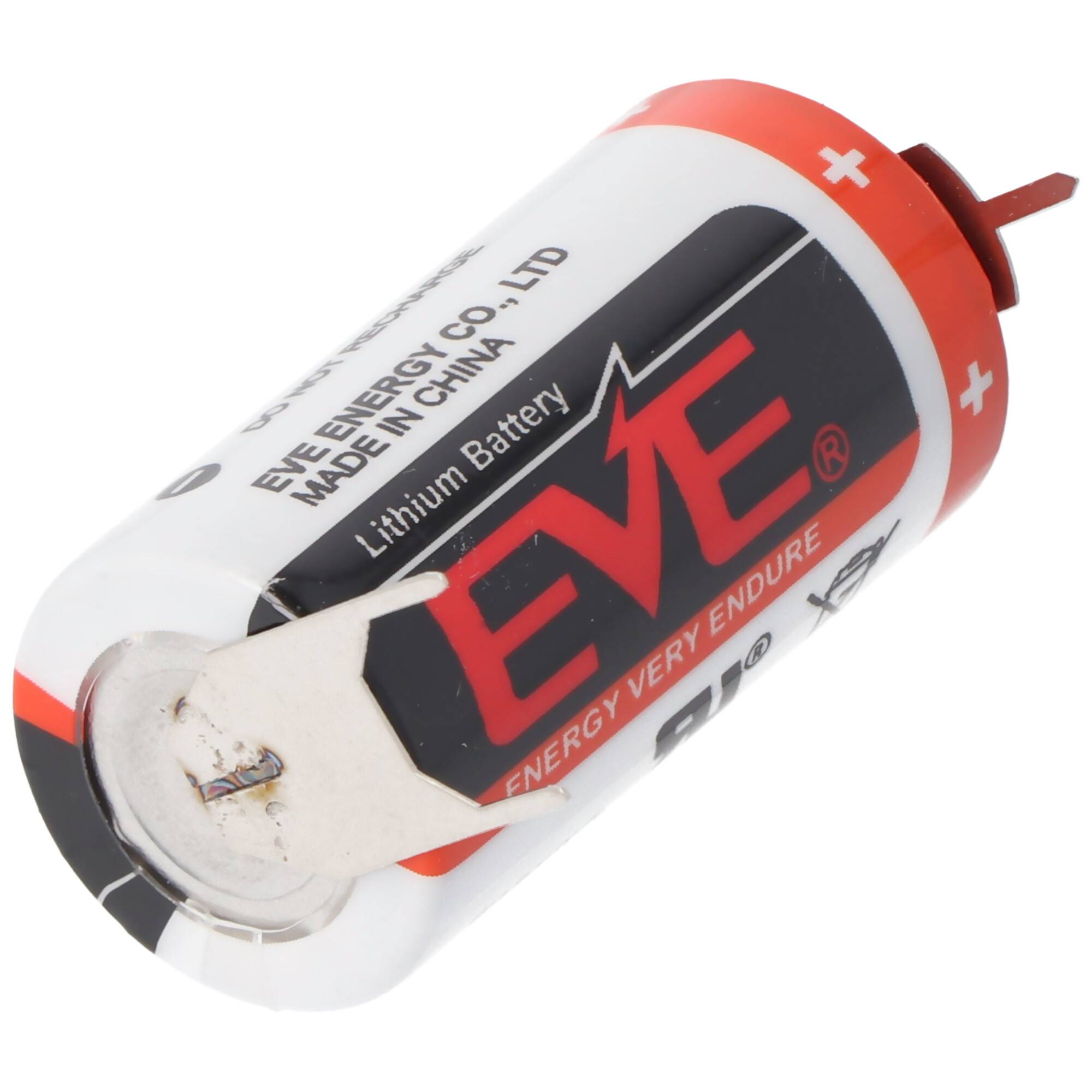 E.V.E CR17335 Batterie Baugröße 2/3A mit 3 Volt Spannung und 1550mAh Kapazität, Abmessungen 33,5 x 17mm, mit Printkontak
