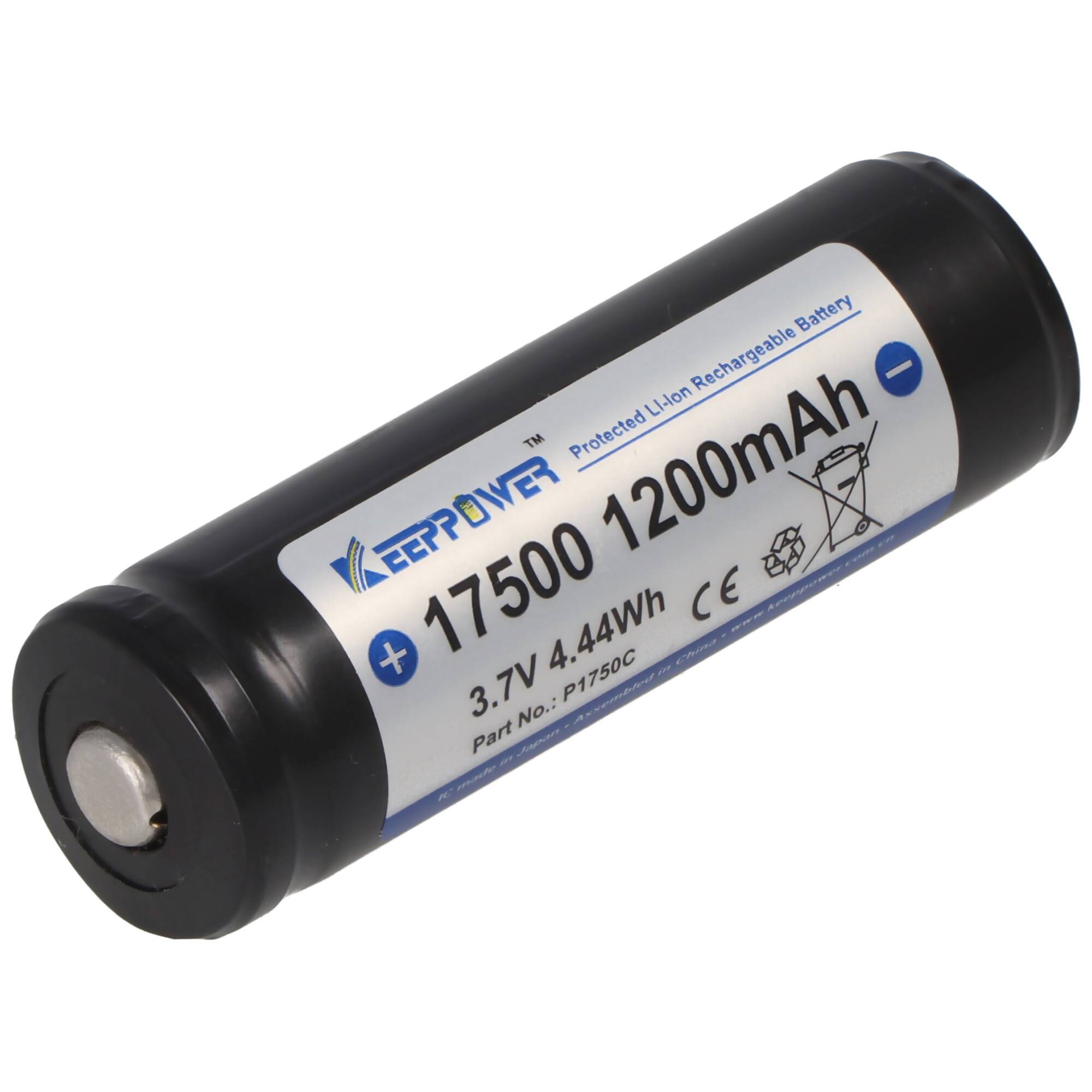 Keeppower 17500 Akku mit 1200mAh, 3,6V - 3,7V Li-Ion-Akku geschützt