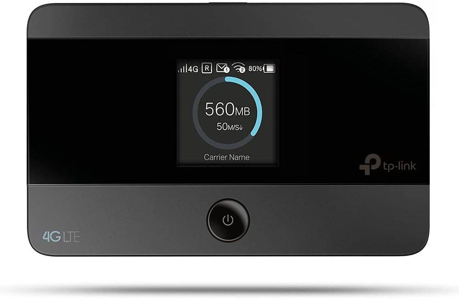 TP-Link M7350 mobiler WLAN Router 4G/LTE bis zu 150Mbit/s Download/ 50Mbit/s Upload, Hotspot, Cat4, LCD Display Schwarz