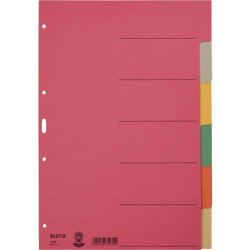 LEITZ Karton-Register extrastark, blanko, A4, 6-teilig