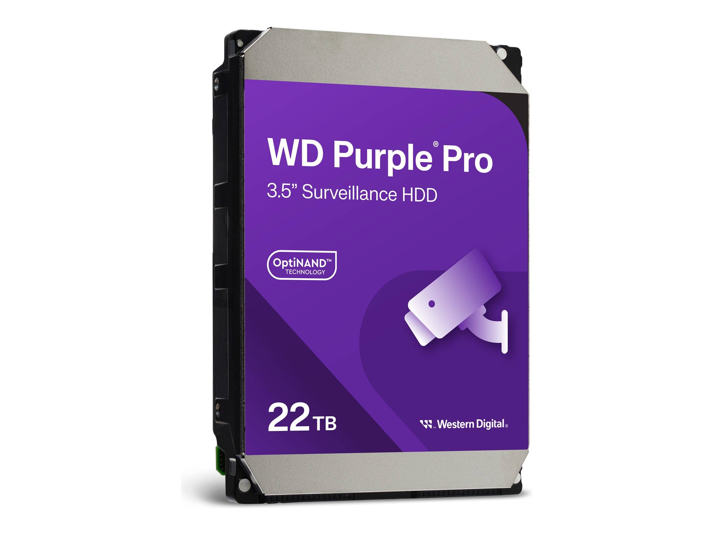 Purple WD Purple Pro 3,5-Zoll Überwachungs-Festplatte, 22 TB, Western Digital mit OptiNAND-Technologie.