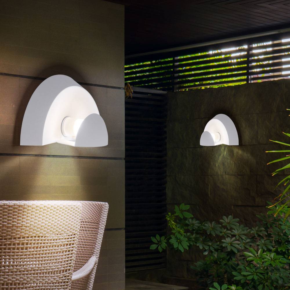 Wandleuchte Wandlampe Außenleuchte Hauswand, Wetterfest IP44, Stahl verzinkt Glas weiß, 1x LED 3W 280Lm 3000K, LxHxT 28x14x10,5cm, 2er Set