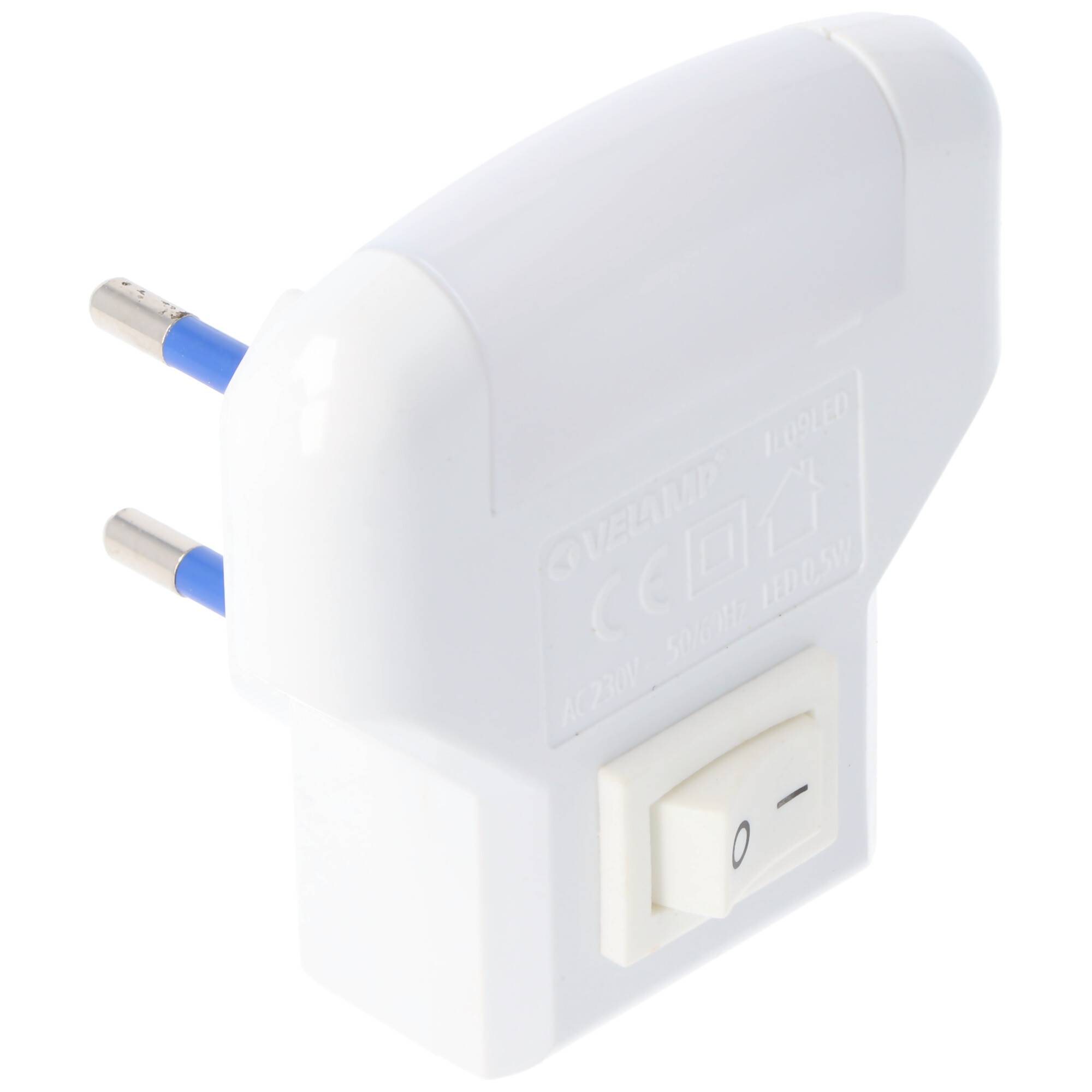 Velamp TWILIGHT, LED-Nachtlicht mit ON/OFF-Schalter, vertikale Buchse, Orientierungslicht mit 2 LEDs