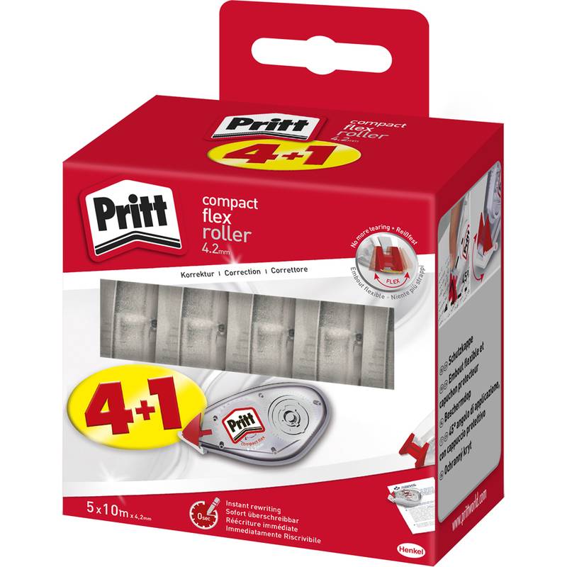 Pritt Korrekturroller Compact Flex, 4,2 mm x 10 m, 4+1 Promo