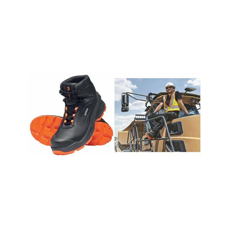 uvex 3 Schnürstiefel S3, schwarz/orange, Gr. 47