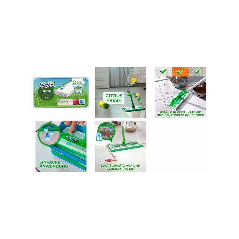 Swiffer Wet Wischtücher Antibakteriell Nachfüllpackung, 10er