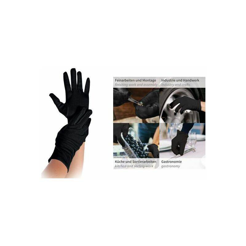 HYGOSTAR Baumwoll-Handschuh Nero, schwarz, L