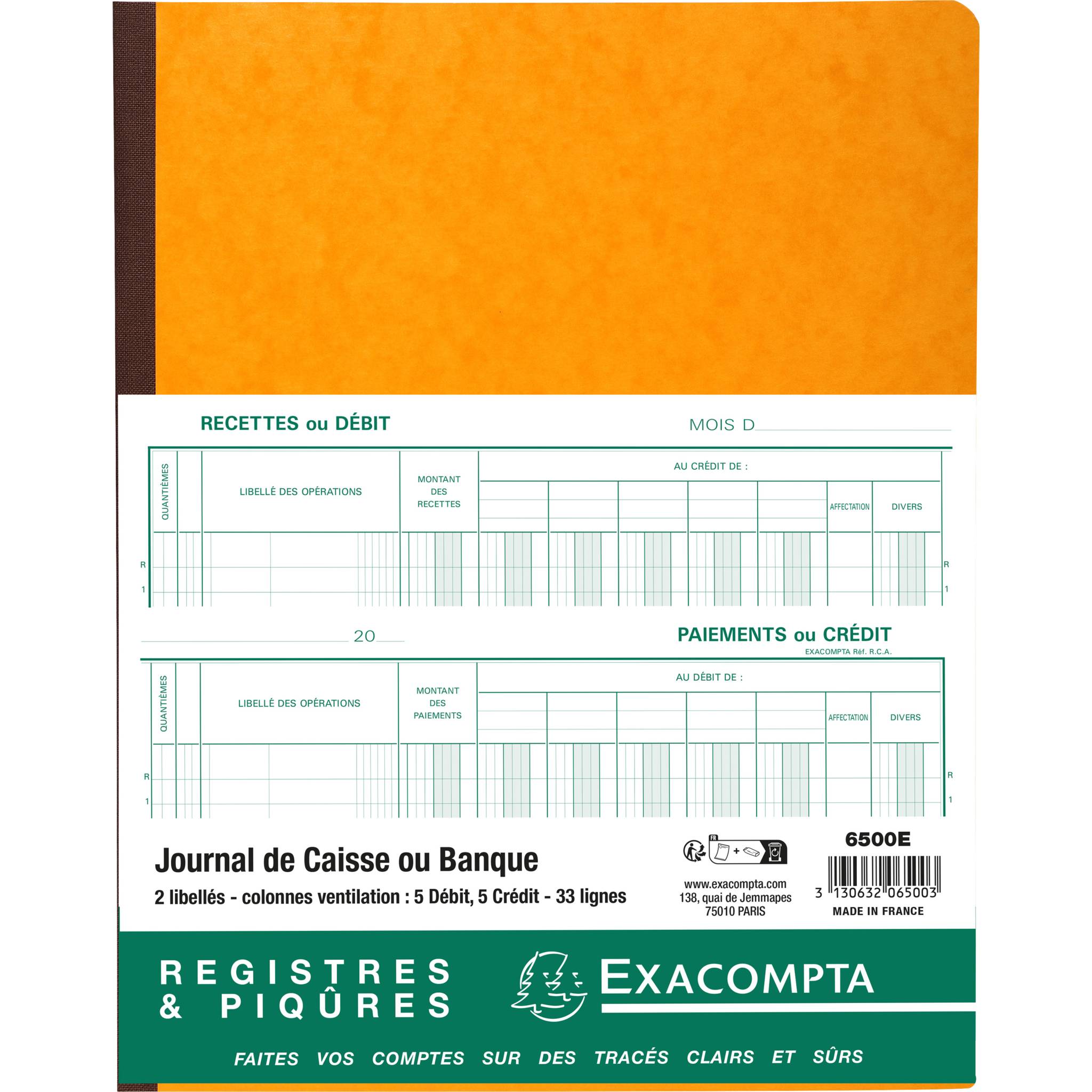 Exacompta Kassabuch 32x25 cm 80S - Farben sortiert - 6500E