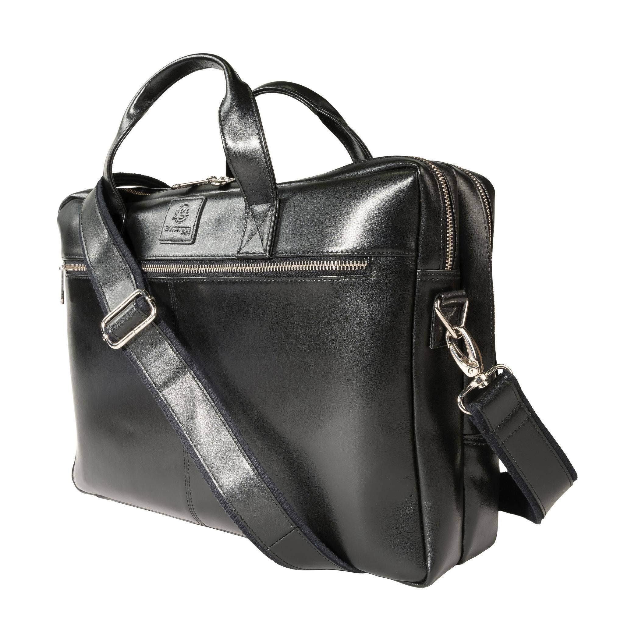 Exacompta Laptopumhängetasche +2 Fächern schwarzem Leder Exactive Schwarz 17537E