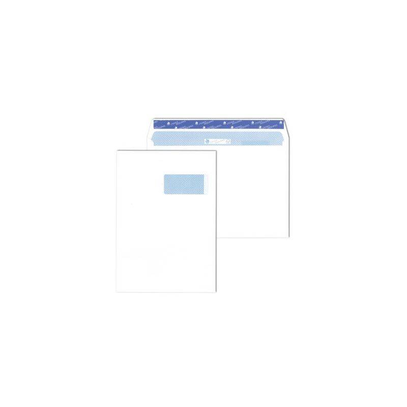 Zwei weiße Geschäftsumschläge, einer mit transparentem Adressfenster und der andere offen, wobei ein Sicherheitsmuster im Inneren sichtbar ist.
