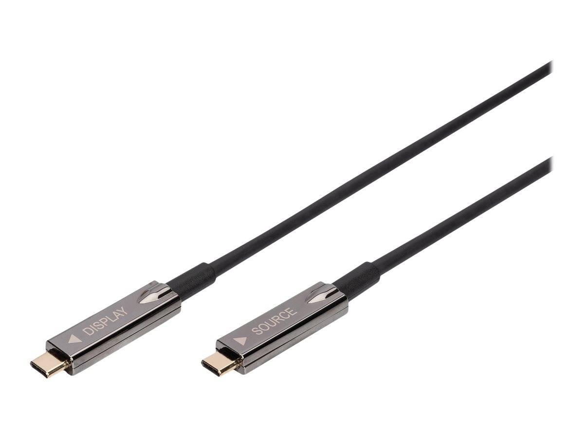 Digitus USB-C®-Displaykabel USB 3.2 Gen2 USB-C®, USB-C® Stecker 10.00 m Schwarz Flexibel, Geschirmt, mit USB AK-330160-100-S