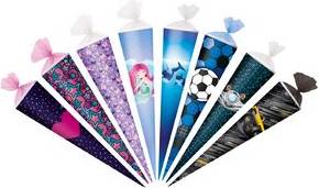 herlitz Schultüte, rund, 700 mm, Motive sortiert Maße: (B)160 x (T)160 x (H)700 mm, Tüllverschluss, sortiert