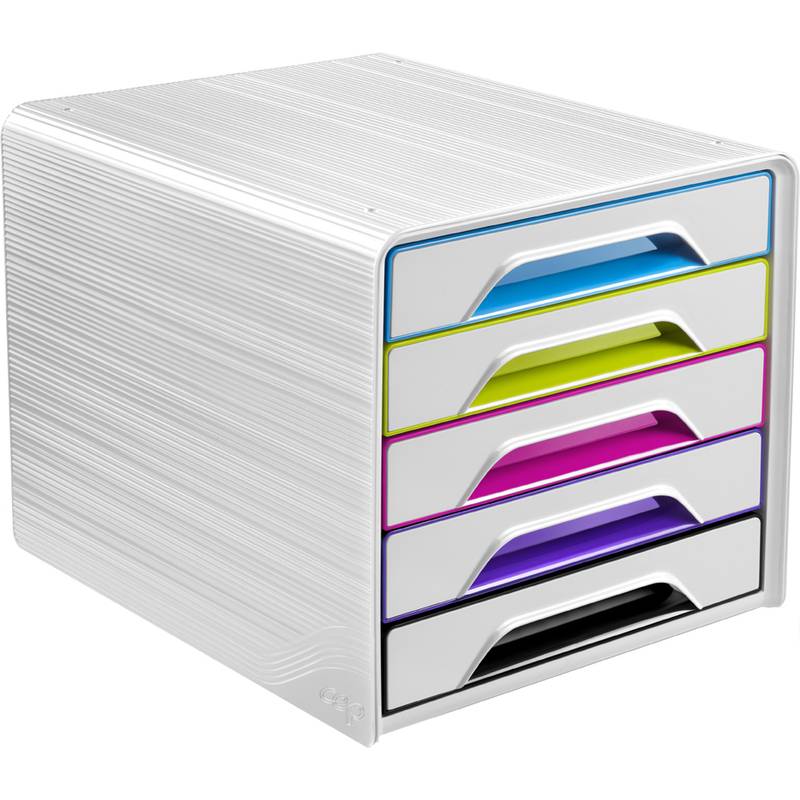 CEP Schubladenbox Smoove GLOSS, 5 Schübe, weiß / bunt
