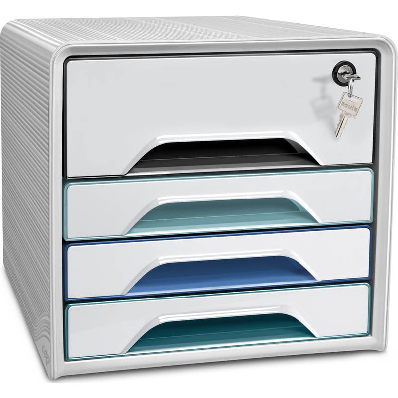 CEP Schubladenbox Smoove SECURE Riviera, 4 Schübe, weiß/blau