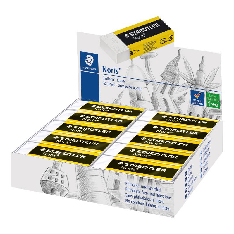 STAEDTLER Kunststoff-Radierer Noris, weiß, 20er Display