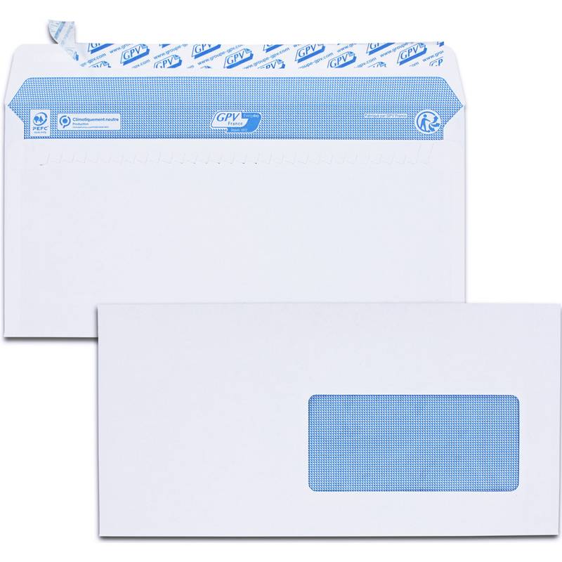 GPV Briefumschläge, DL, 110 x 220 mm, weiß, mit Fenster