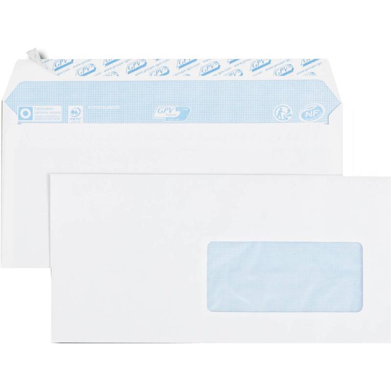 GPV Briefumschläge, DL, 110 x 220 mm, weiß, mit Fenster