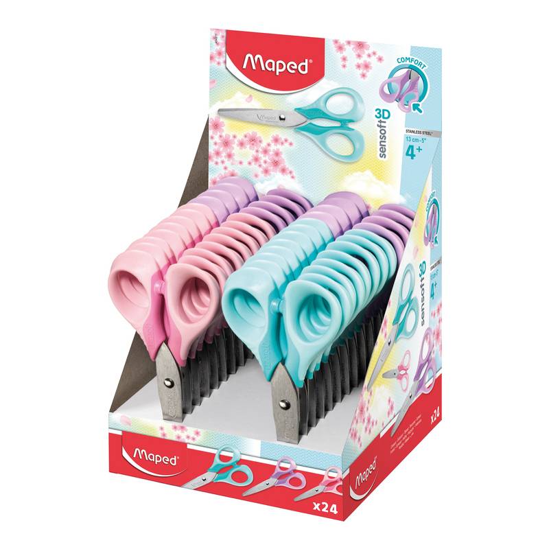 Maped Schere Sensoft 3D PASTEL, rund, 24er Display