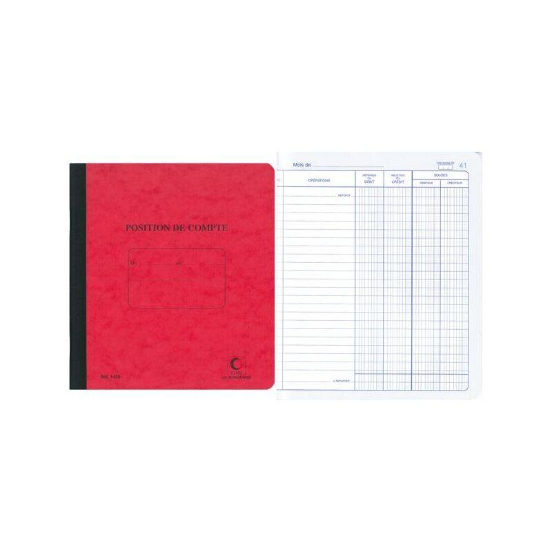 Ein rotes Buchhaltungsnotizbuch mit dem Text 