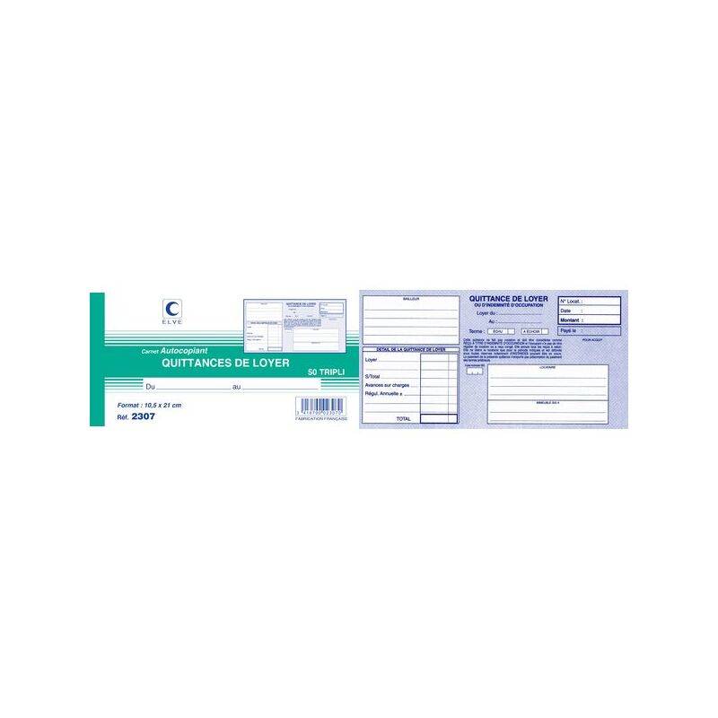 ELVE Manifold "Quittances de loyer", 105 x 210 mm horizontal
