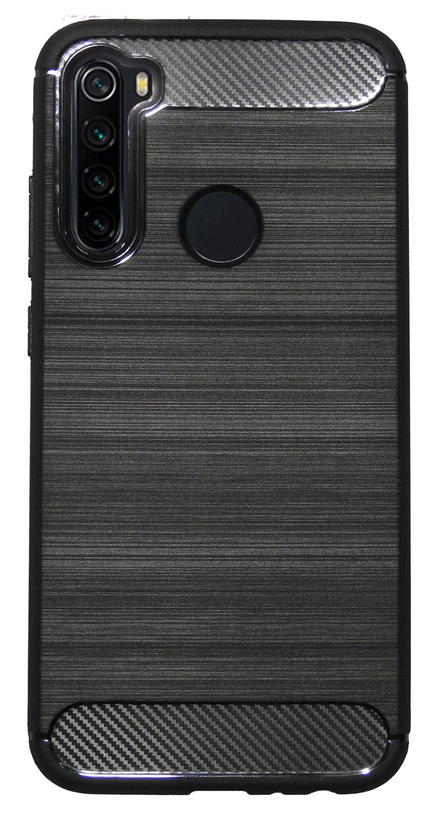 Silikon Hülle Carbon kompatibel mit XIAOMI REDMI NOTE 8 2021 TPU Case Soft Handyhülle Cover Schutzhülle Schwarz