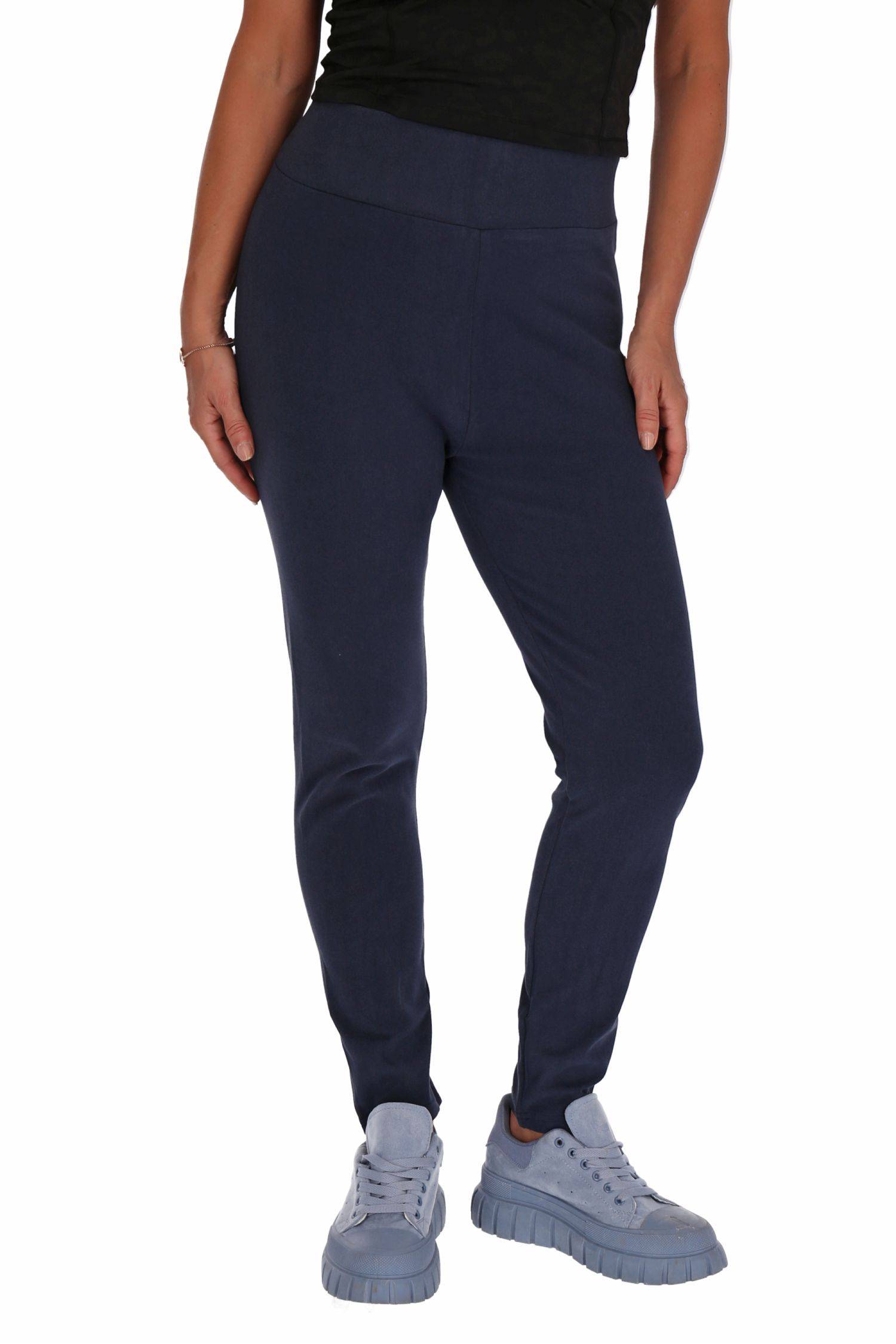Damen Übergröße 2XL-6XL Baumwolle Cotton Leggings Freizeithose Sport Jogginghose Stretch Hose Blau 2XL/3XL