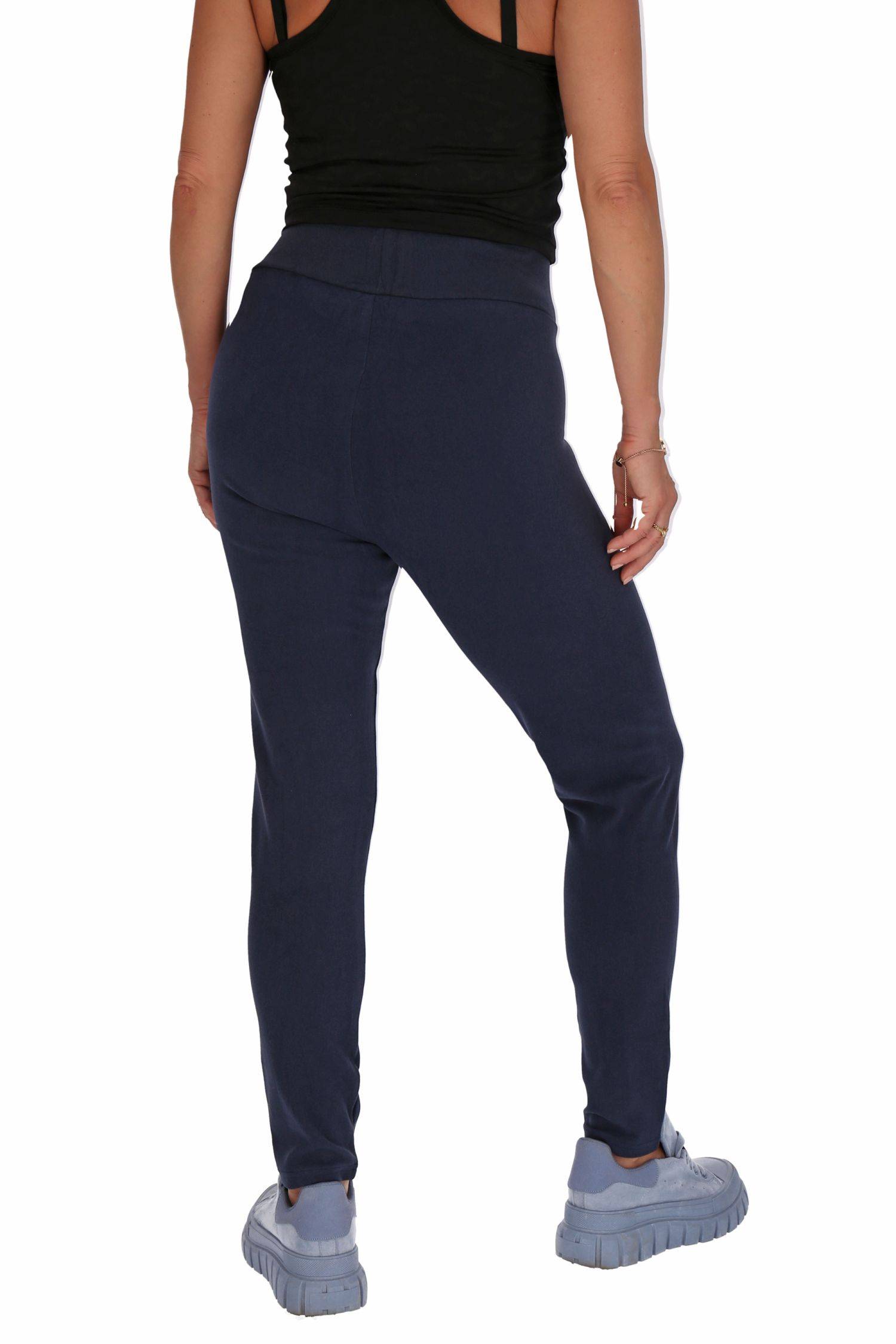 Damen Übergröße 2XL-6XL Baumwolle Cotton Leggings Freizeithose Sport Jogginghose Stretch Hose Blau 2XL/3XL