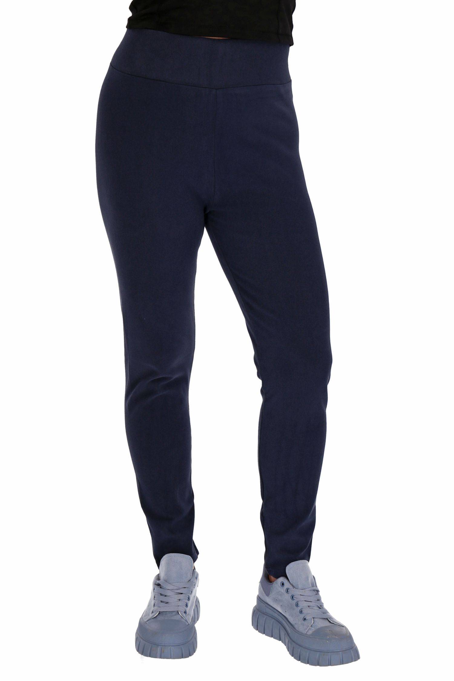 Damen Übergröße 2XL-6XL Baumwolle Cotton Leggings Freizeithose Sport Jogginghose Stretch Hose Blau 3XL/4XL