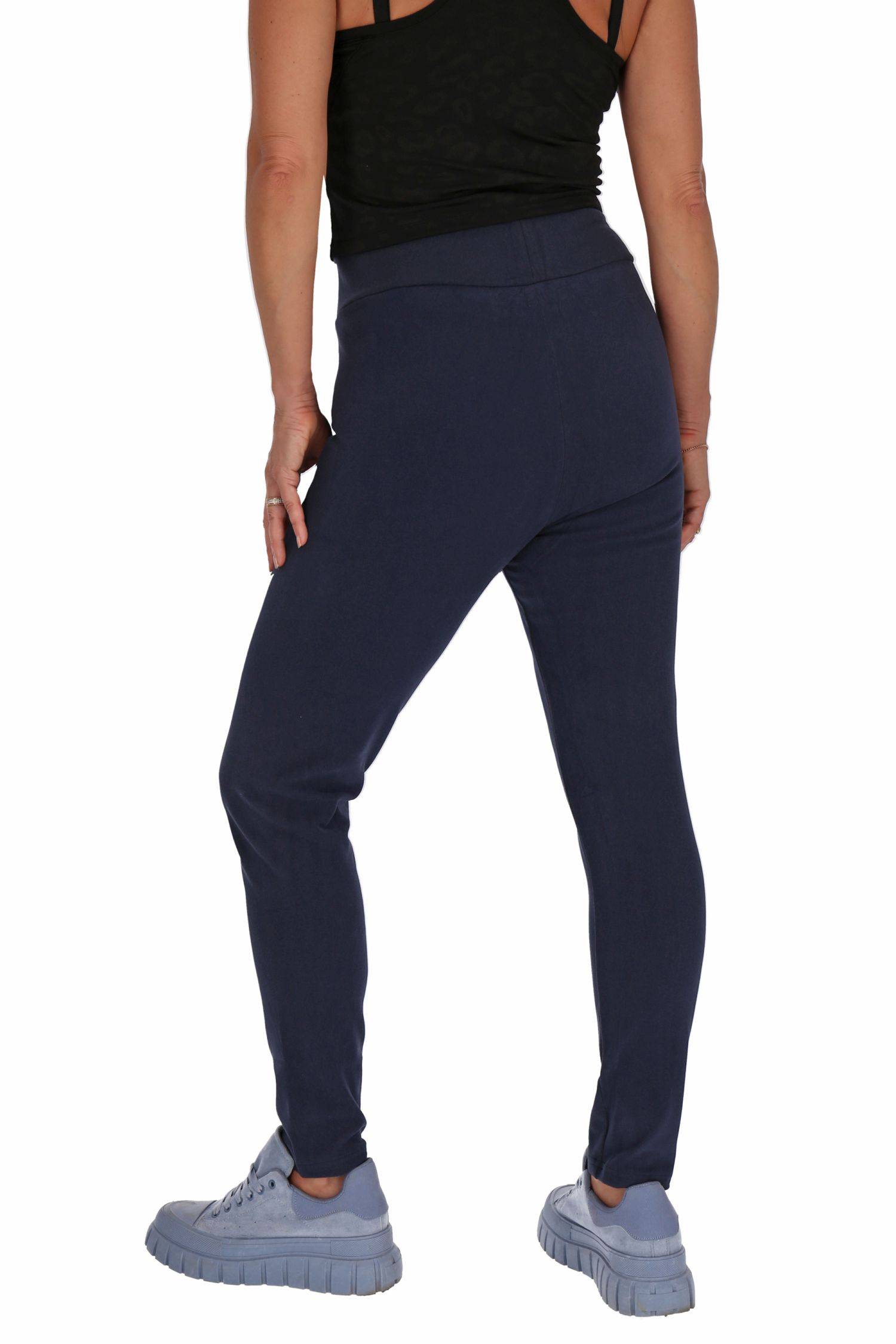 Damen Übergröße 2XL-6XL Baumwolle Cotton Leggings Freizeithose Sport Jogginghose Stretch Hose Blau 3XL/4XL