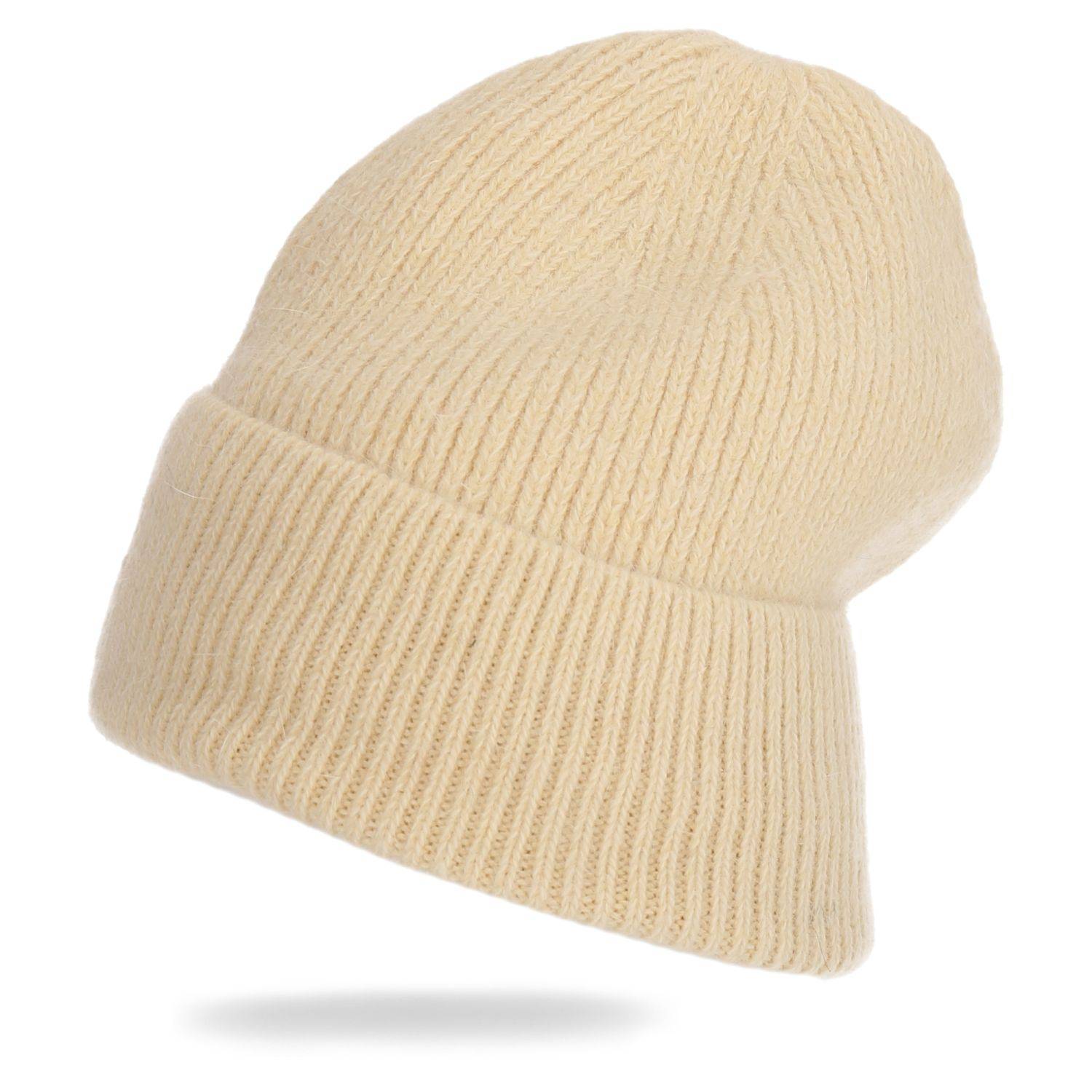 Wintermütze weicher Warmer Grobstrick Beanie Mütze Strickmütze Herren Damen Unisex Cremeweiß