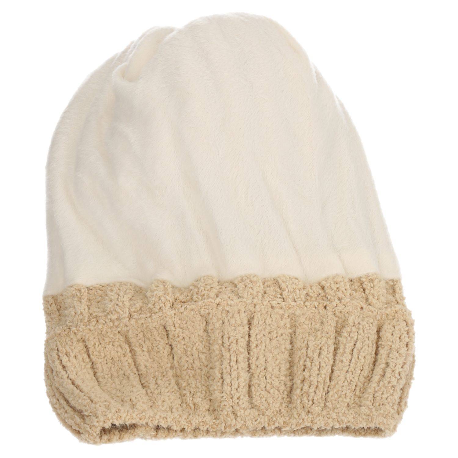 Wintermütze warm Winter Mütze Strick-Mütze Kunstfell Bommel-Mütze One-Size Herren Damen Unisex Beige