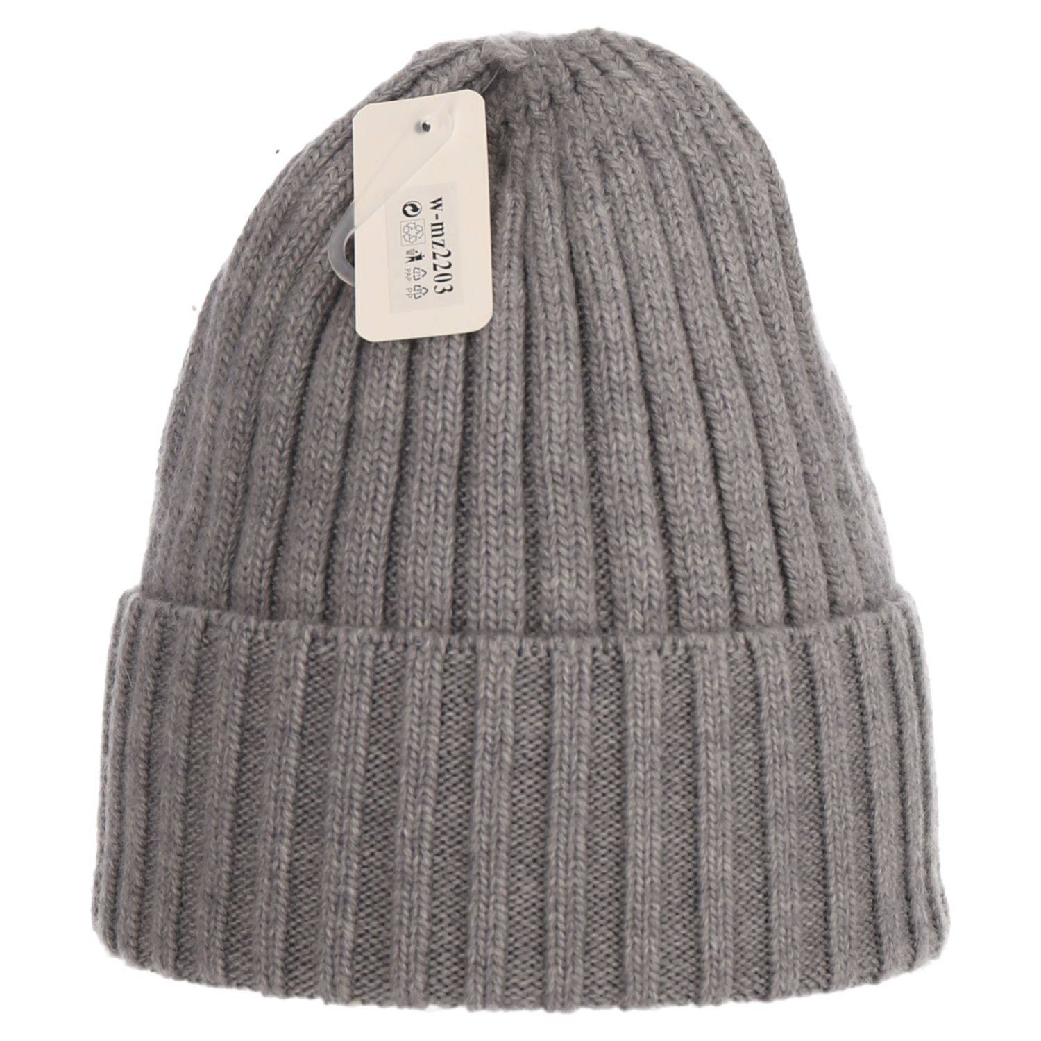 Wintermütze warm Winter Mütze Strick-Mütze Beanie-Mütze One-Size Herren Damen Unisex Grau