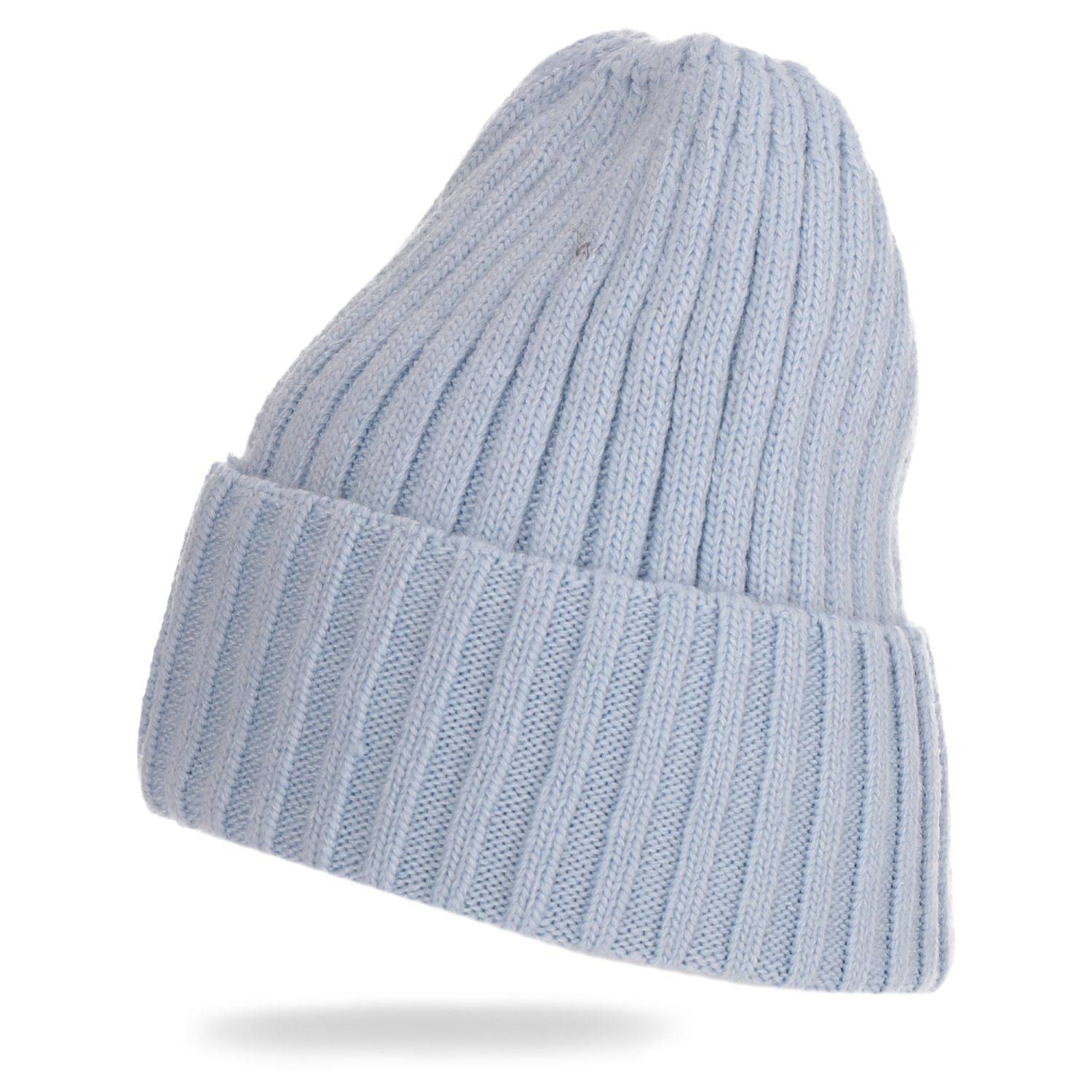 Wintermütze warm Winter Mütze Strick-Mütze Beanie-Mütze One-Size Herren Damen Unisex Hellblau
